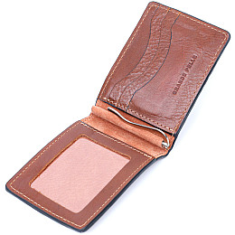 Кожаний затискач для грошей GRANDE PELLE 11636 Коричневий