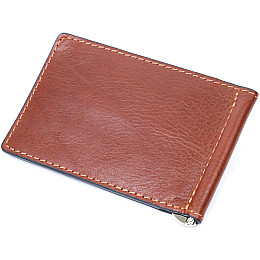 Кожаний затискач для грошей GRANDE PELLE 11668 Коричневий