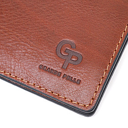 Кожаний затискач для грошей GRANDE PELLE 11668 Коричневий