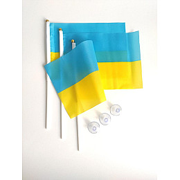 Флаг Украины набор из 3-х штук полиэстер BookOpt 14*21 см на палочке с присоской