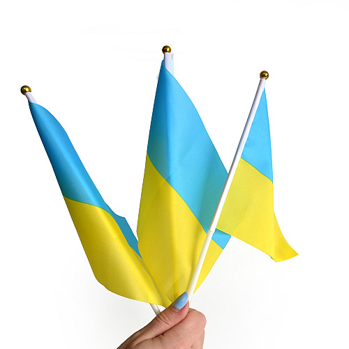 Прапор України набір із 3-х штук поліестер BookOpt 14*21 см на паличці з присоскою
