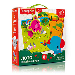 Игра настольная "Fisher Price. Лото. Изучаем животных" Vladi Toys VT2910-01, 4 игральных поля