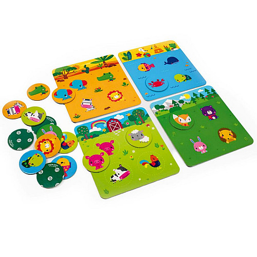 Игра настольная "Fisher Price. Лото. Изучаем животных" Vladi Toys VT2910-01, 4 игральных поля