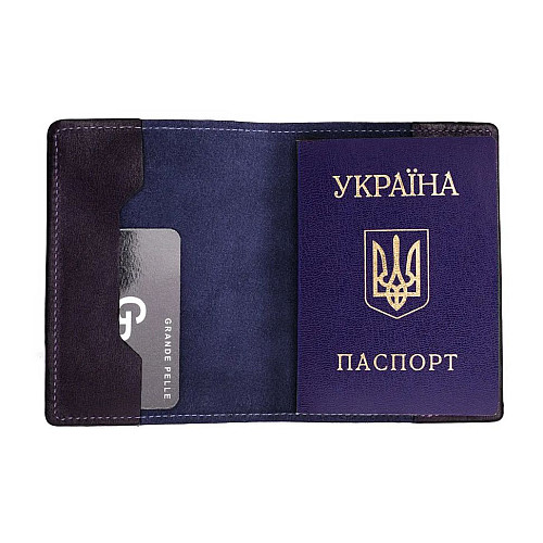 Кожана обкладинка для паспорта Grande Pelle 252670 синя