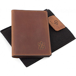 Кожана обкладинка для військового квитка ЗСУ Grande Pelle 257123 Рудий