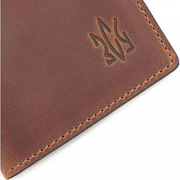 Кожана обкладинка для військового квитка ЗСУ Grande Pelle 257123 Рудий