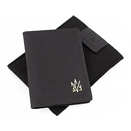 Обкладинка для військового квитка ЗСУ шкіра Grande Pelle 257110 Чорний