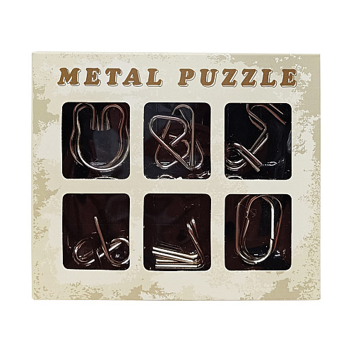 Набір металевих головоломок "Metal Puzzle" Bambi 2116 6 штук в наборі Сірий