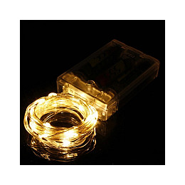 Светодиодная гирлянда нить на батарейках Led Капли росы на 50 светодиодов 5 м Белый теплый