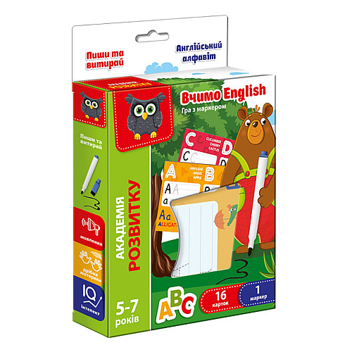 Игра "Пиши и вытирай. Английский алфавит" Vladi Toys VT5010-23 с маркером