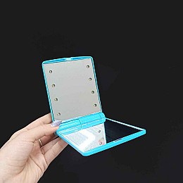 Карманное зеркало складное с LED подсветкой голубое A-PLUS 822