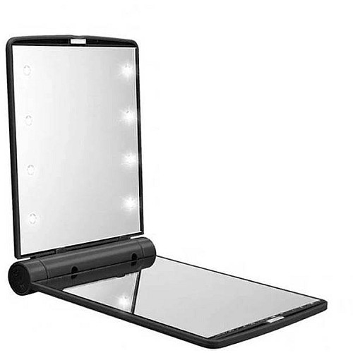 Кишенькове дзеркало складане з підсвіткою LED чорне A-PLUS 822