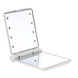 Карманное зеркало складное с LED подсветкой белое A-PLUS 822