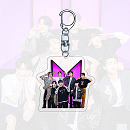 Брелок акриловий БТС BTS з фото та лого на фоні (23714)
