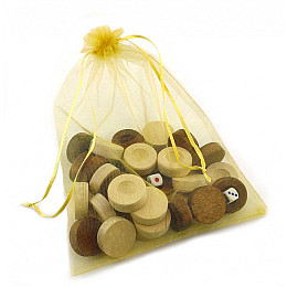 Фишки для нард с мешочком и кубики массив дерева белые и коричневые (DN34595) DUKE