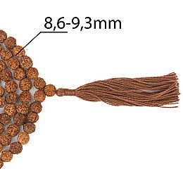 Чотки з насіння Kailash Рудракші 108 намистин Цільна насінина намистини 9 мм (27601)