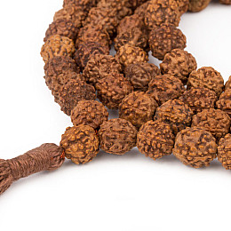 Чотки з насіння Kailash Рудракші 108 намистин Цільна насінина намистини 9 мм (27601)