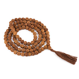 Чотки з насіння Kailash Рудракші 108 намистин Цільна насінина намистини 10 мм (27602)