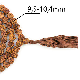 Чотки з насіння Kailash Рудракші 108 намистин Цільна насінина намистини 10 мм (27602)