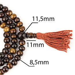 Чотки тибетські тантричні Kailash Кістка яка Антік 108 намистин 8.5 мм 2 лічильники (09040)