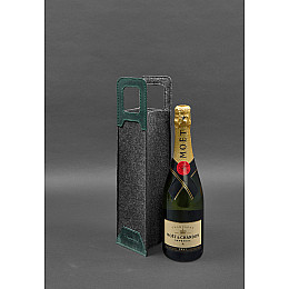 Чохол для вина 1.0 із фетру зі шкіряними вставками зелений Crazy Horse BlankNote