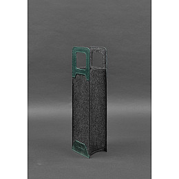 Чохол для вина 1.0 із фетру зі шкіряними вставками зелений Crazy Horse BlankNote