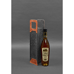 Чохол для вина 1.0 із фетру зі шкіряними вставками світло-коричневий Crazy Horse BlankNote