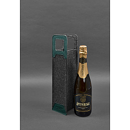 Чохол для вина 1.0 із фетру зі шкіряними вставками зелений Краст BlankNote