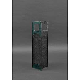 Чохол для вина 1.0 із фетру зі шкіряними вставками зелений Краст BlankNote