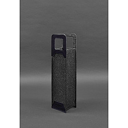 Чохол для вина 1.0 із фетру зі шкіряними вставками синій Краст BlankNote