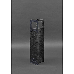 Чохол для вина 1.0 із фетру зі шкіряними вставками синій Crazy Horse BlankNote