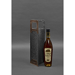 Чохол для вина 1.0 із фетру зі шкіряними вставками темно-коричневий Crazy Horse BlankNote