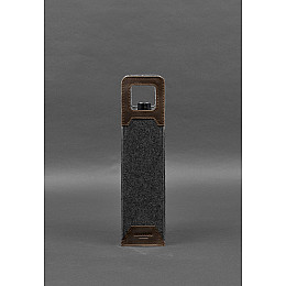 Чохол для вина 1.0 із фетру зі шкіряними вставками темно-коричневий Crazy Horse BlankNote