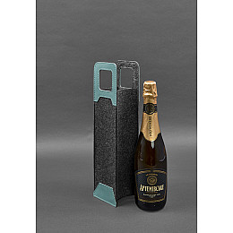 Чохол для вина 1.0 із фетру зі шкіряними вставками бірюзовий Краст BlankNote