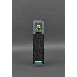 Чохол для вина 1.0 із фетру зі шкіряними вставками бірюзовий Краст BlankNote