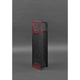 Чохол для вина 1.0 із фетру зі шкіряними вставками бордовий Crazy Horse BlankNote