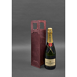 Кожаный чехол для вина 2.0 бордовый Crazy Horse BlankNote