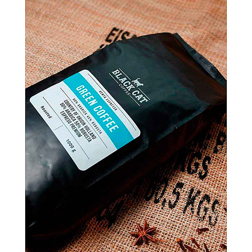 Кава в зернах Black Cat Green 50% Арабіки 50% Робуста 1 кг (11-353)