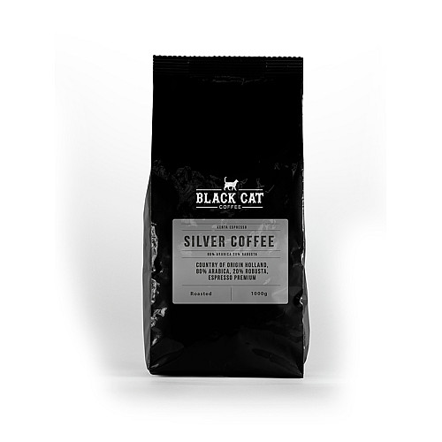 Кава в зернах Black Cat Silver Містить 80% Арабіки 20% Робуста 1 кг (11-355)