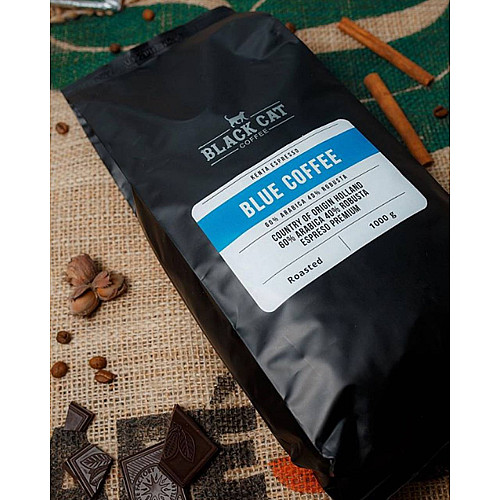 Кава в зернах Black Cat Blue Містить 60% Арабіки 40% Робуста 1 кг (11-351)