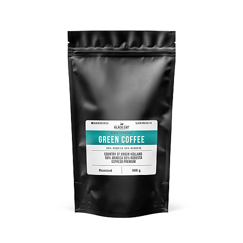 Кава в зернах Black Cat Green 50% Арабіки 50% Робуста 500г (11-353)