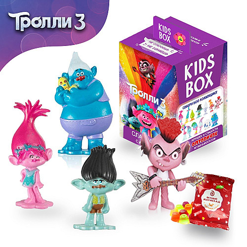 Sweet Box Тролі 3 Мармелад жувальний з іграшкою в коробочці KIDS BOX Кідс Бокс Trolls 3