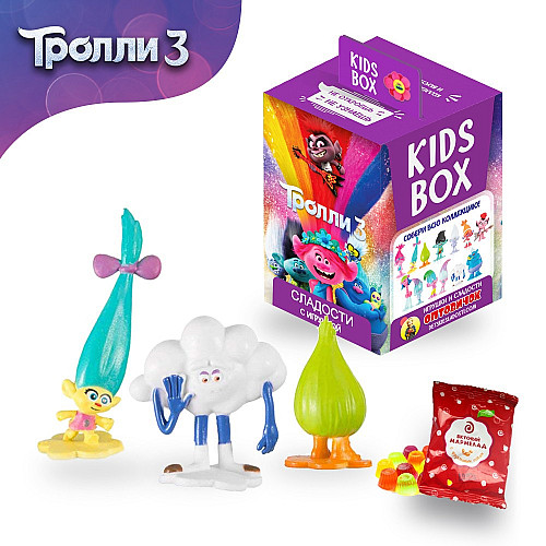 Sweet Box Тролі 3 Мармелад жувальний з іграшкою в коробочці KIDS BOX Кідс Бокс Trolls 3