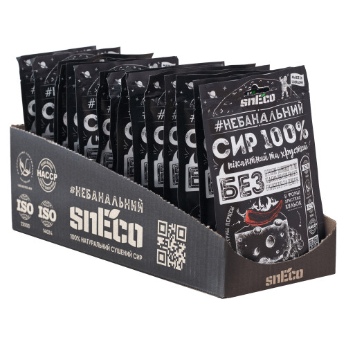 Сир сушений хрусткий спінений snEco Класичний з перцем 15 шт 30г