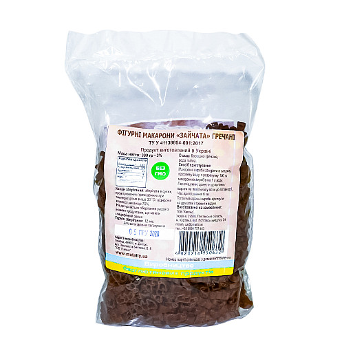 Фiгурнi макарони гречанi Зайчата без глютену Ms. Tally 300 г