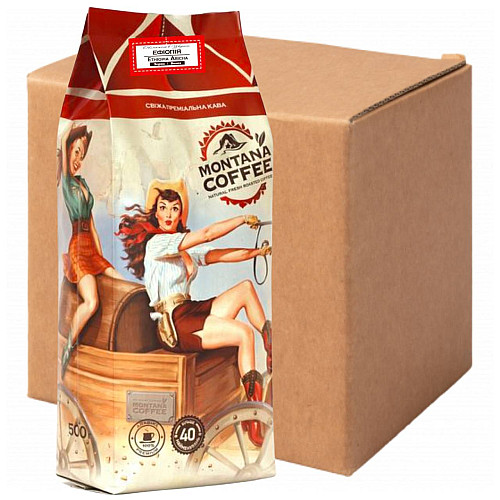 Кава в зернах в'ялений Montana Coffee ЕФІОПІЯ ІРГАЧІФФ NATURAL 6 шт х 500 г