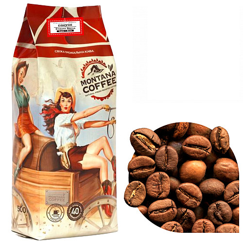 Кава в зернах в'ялений Montana Coffee ЕФІОПІЯ ІРГАЧІФФ NATURAL 6 шт х 500 г