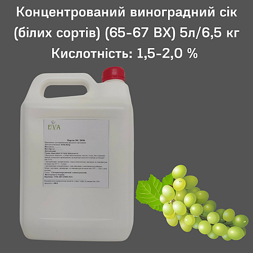 Концентрований сік Eva Виноградний білих сортів 5 л / 6,5 кг