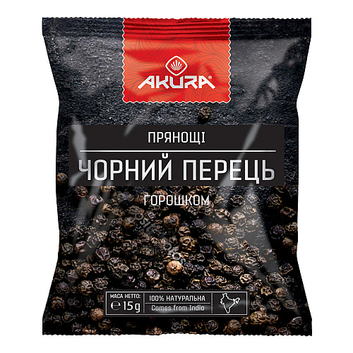 Перець чорний горошек ТМ Akura 15 г