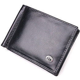 Зажим для денег из натуральной гладкой кожи ST Leather 19417 Черный